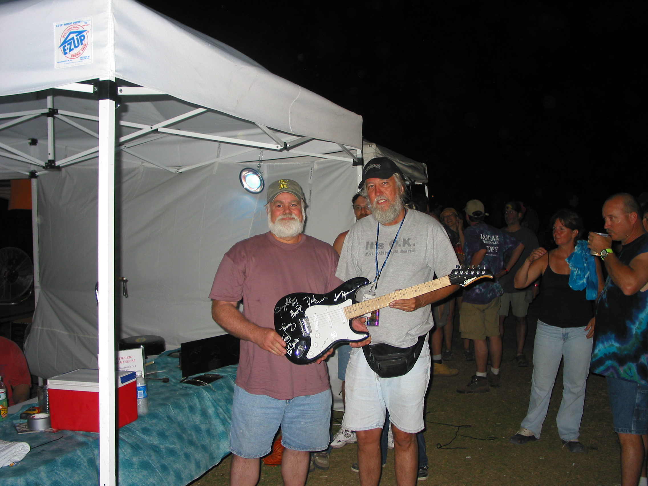 I was at the 2007 Wanee Festival and bought a raffle ticket for this signed ABB Guitar the afternoon of the drawing and WON. I happened to be walking by when they selected the winning ticket 9:05 PM April 14, 2007 and to my surprise announced my name.